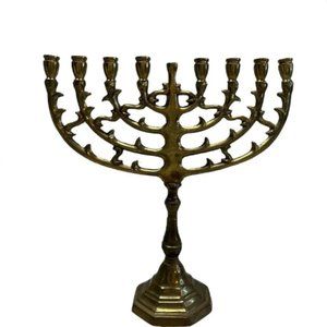 Vintage Brass Tree Menorah Hanukkiah